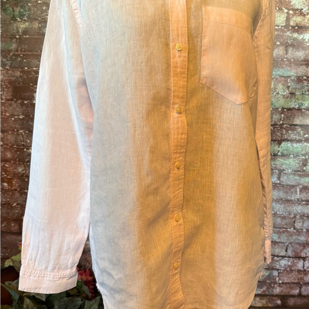 GAP Light Beige Women's Button-Up Linen Blouse